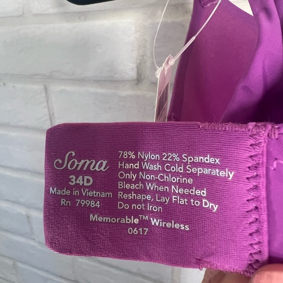 NWT Soma Memorable Wireless Soft Tshirt Bra 34 D Rio Plum Purple #0159 - Picture 7 of 9